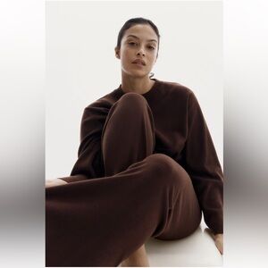 H&M Lounge Brown Knit Sweater and Pants Set NWT SZ LARGE